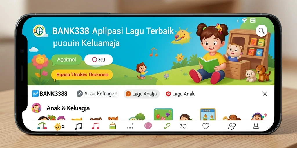 Tampilan antarmuka aplikasi BANK338 dengan pilihan lagu anak yang menarik.