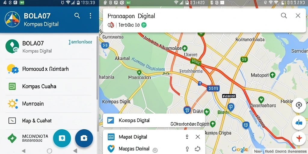 Antarmuka aplikasi BOLA07 menampilkan fungsi Kompas Digital yang intuitif.