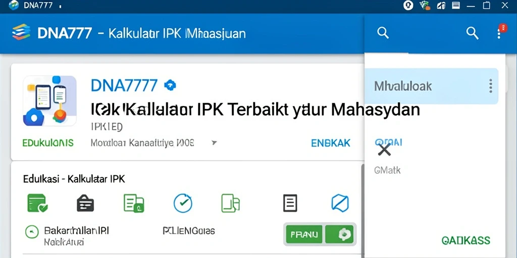 Screenshot antarmuka <strong>DNA777</strong> menampilkan fungsi Kalkulator IPK yang mudah digunakan.