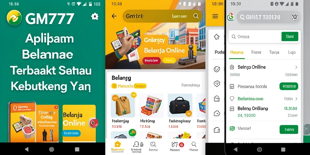 Antarmuka aplikasi GM777 dengan pilihan produk beragam dan pengaturan sederhana.