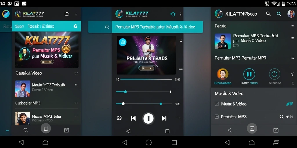 Tampilan antarmuka KILAT777 untuk pemutar MP3 yang sederhana dan elegan.