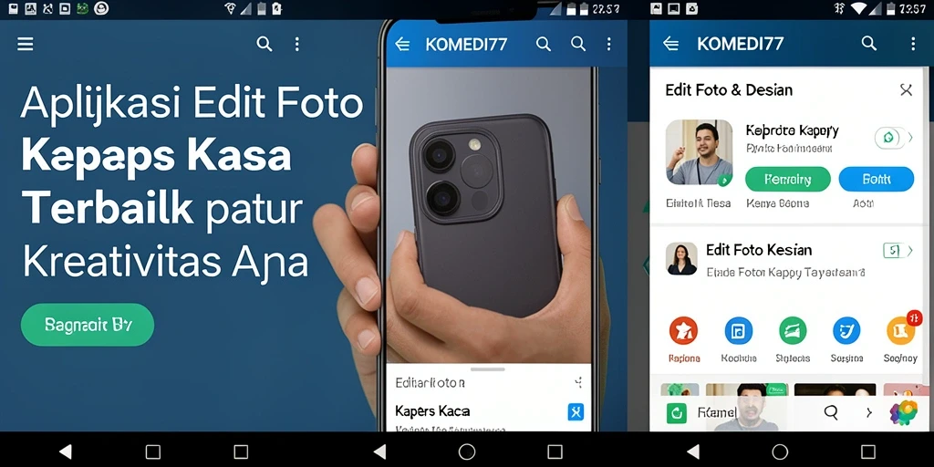 Tampilan antarmuka KOMEDI77 saat mengedit foto dengan efek kertas kaca.