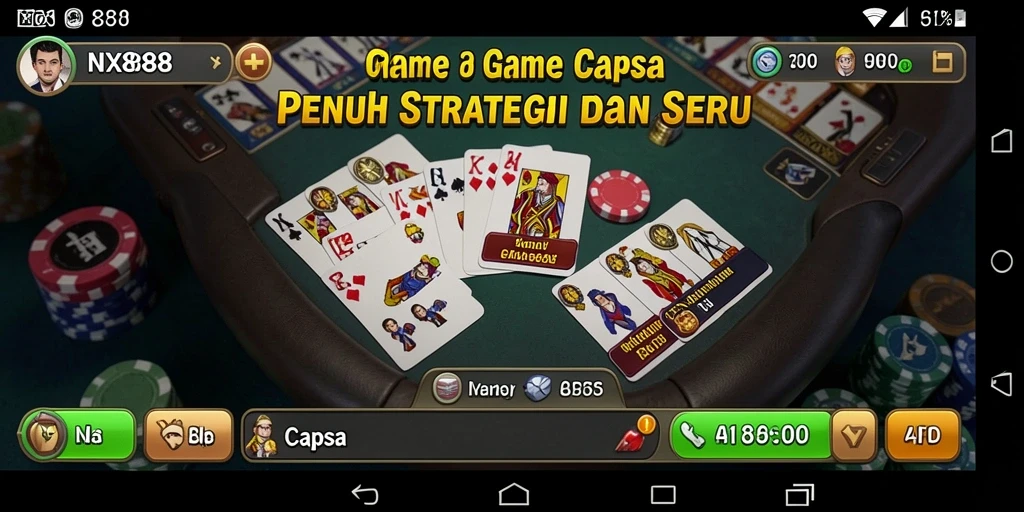 Antarmuka menarik dan fungsional untuk permainan Capsa.