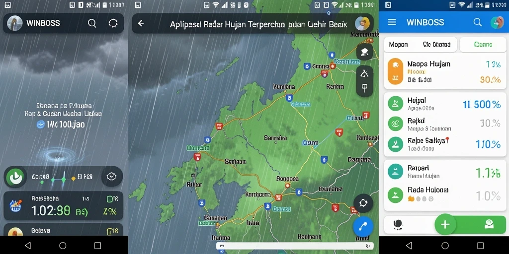 Tampilan antarmuka aplikasi WINBOSS dengan fitur Radar Hujan yang informatif.