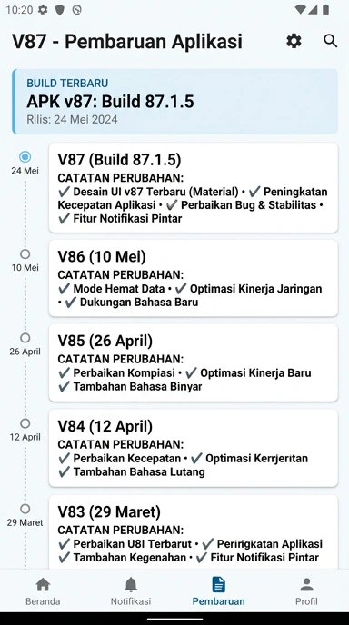 Riwayat Versi v87 APK untuk Android